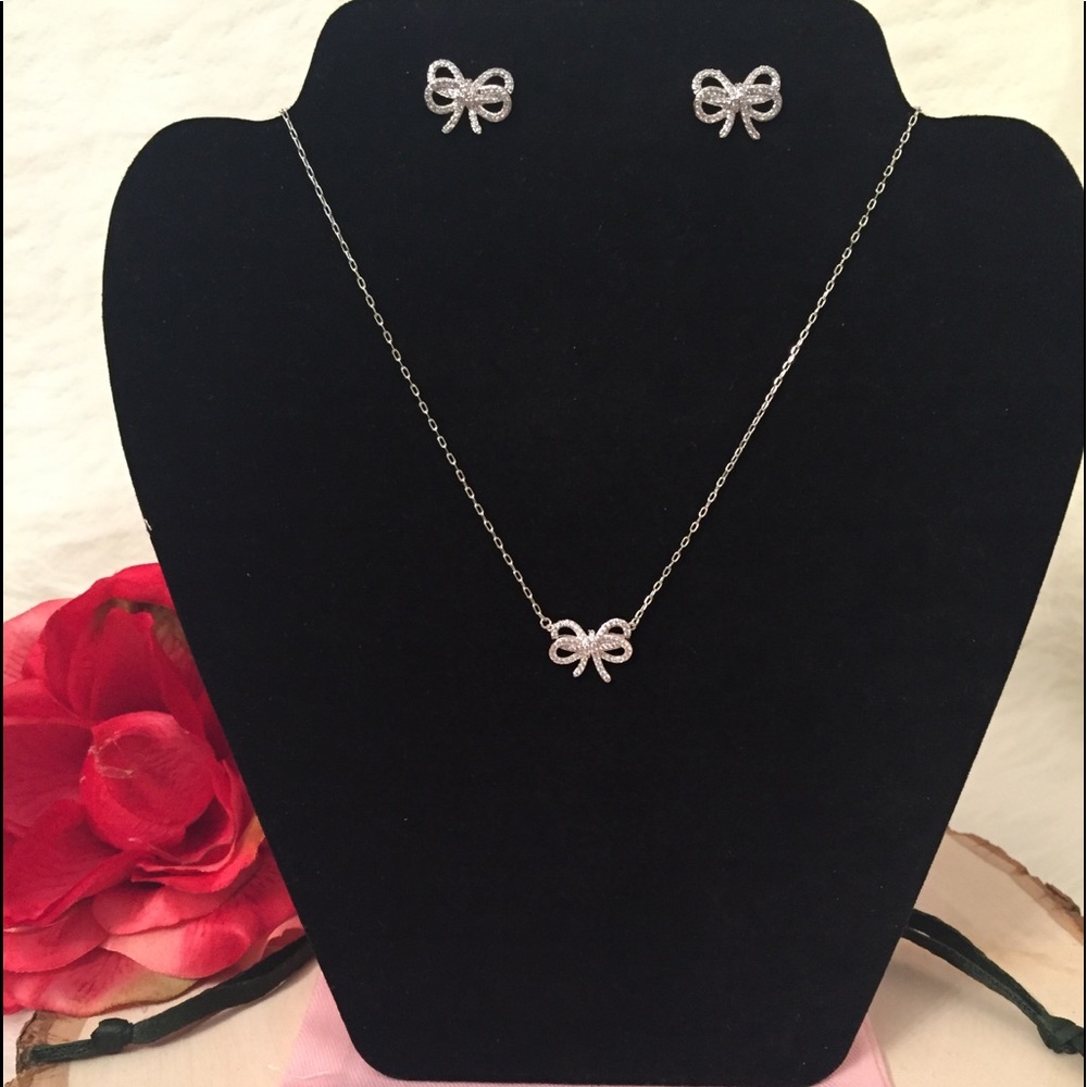 Kate Spade ♠️ Bow meets girl pave Studs & necklace